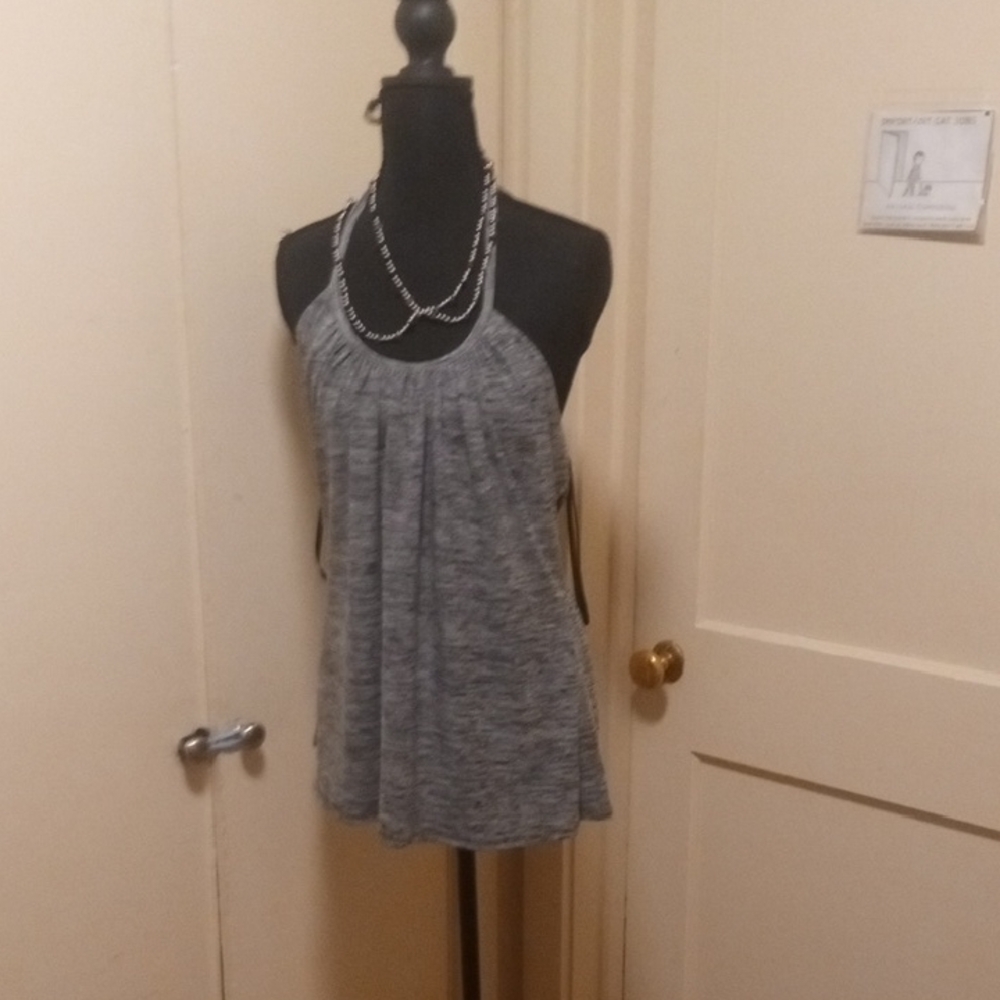 B-Wear Halter Top with Tie Back Neck and Beaded Necklace Inner Bra